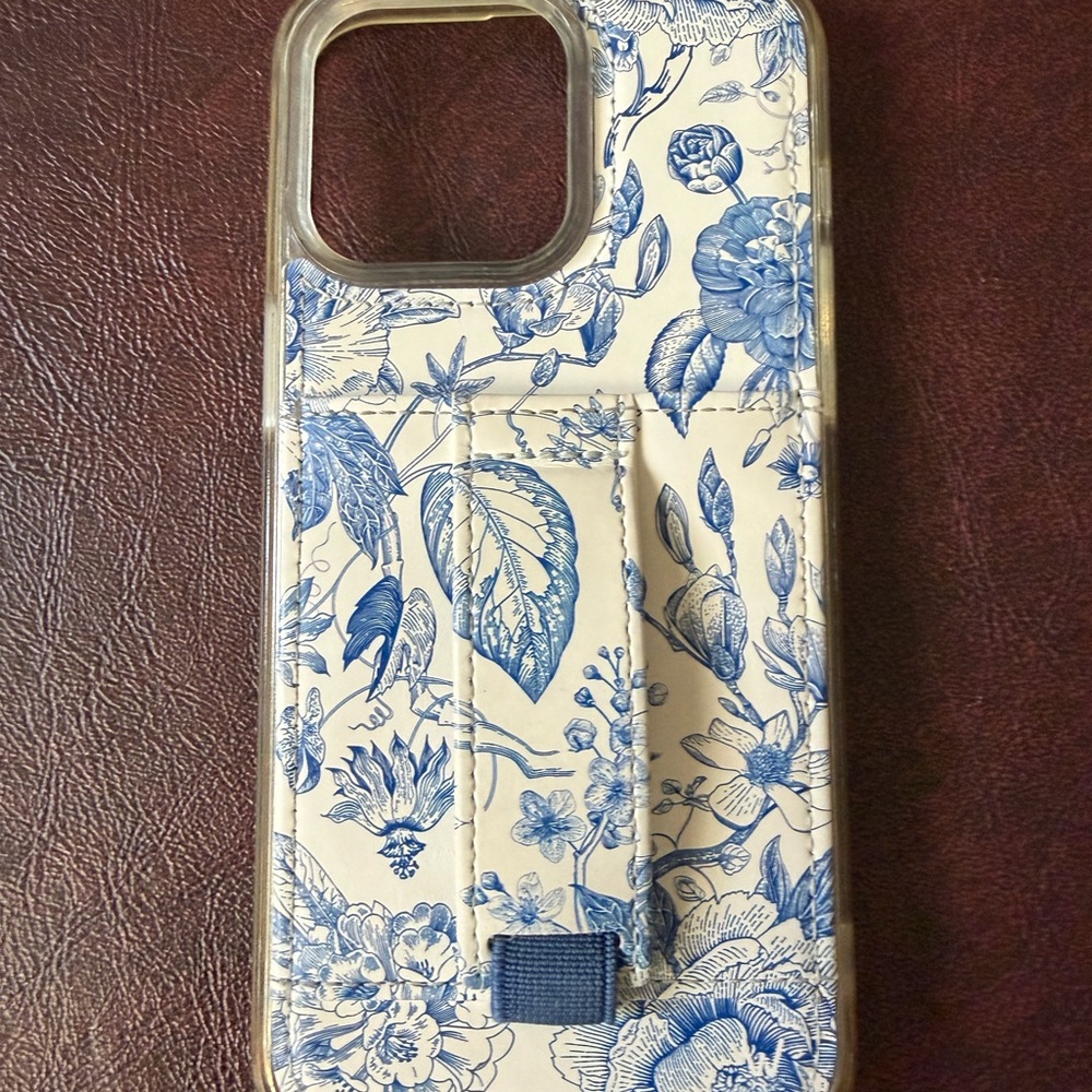 Blue Floral Phone Case with Strap 
- walli case, iPhone 15 Pro Max